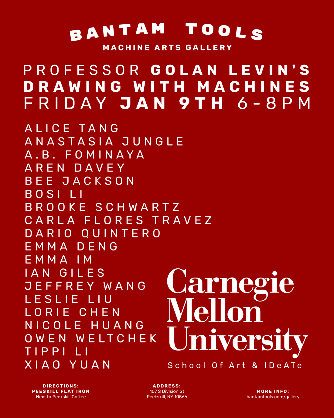 CMU Drawing With Machines at the Bantam Tools Machine Arts Gallery