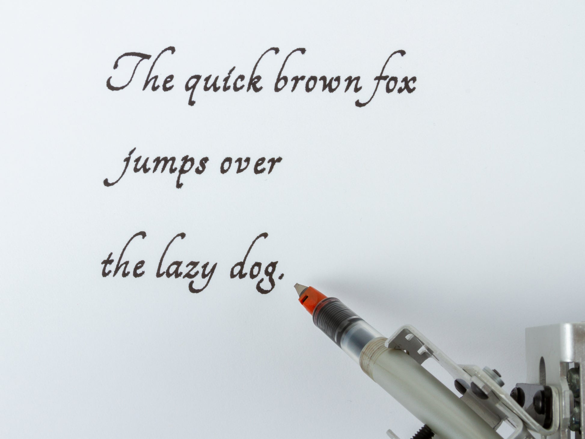 Writing out text with a parallel pen mounted on the italic pen adapter